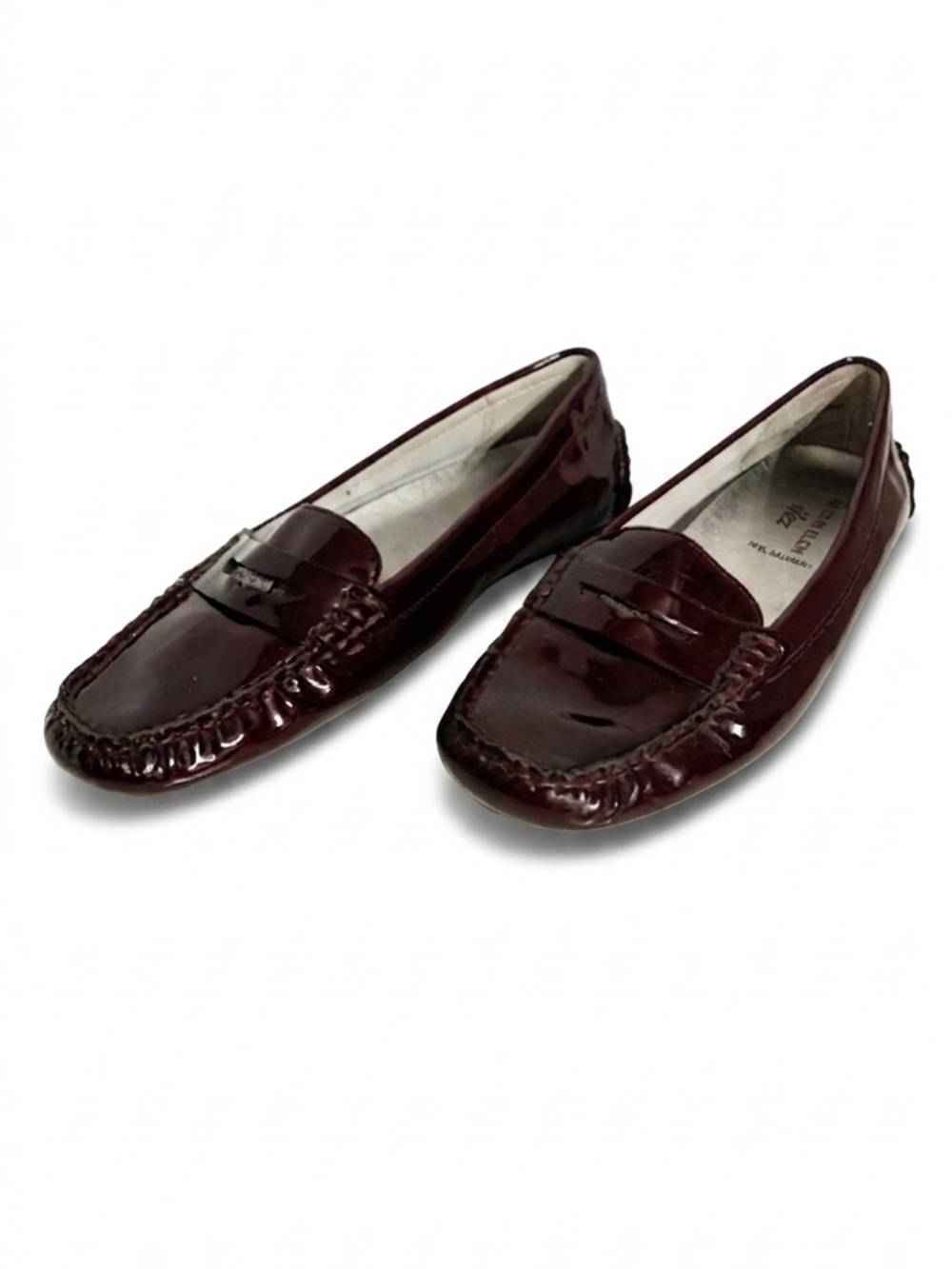 AK Anne Klein Flex iflex Grefty Faux Patent Leather Penny Loafers Deep Burgundy